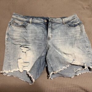 Torrid Light Blue Distressed Jean Shorts